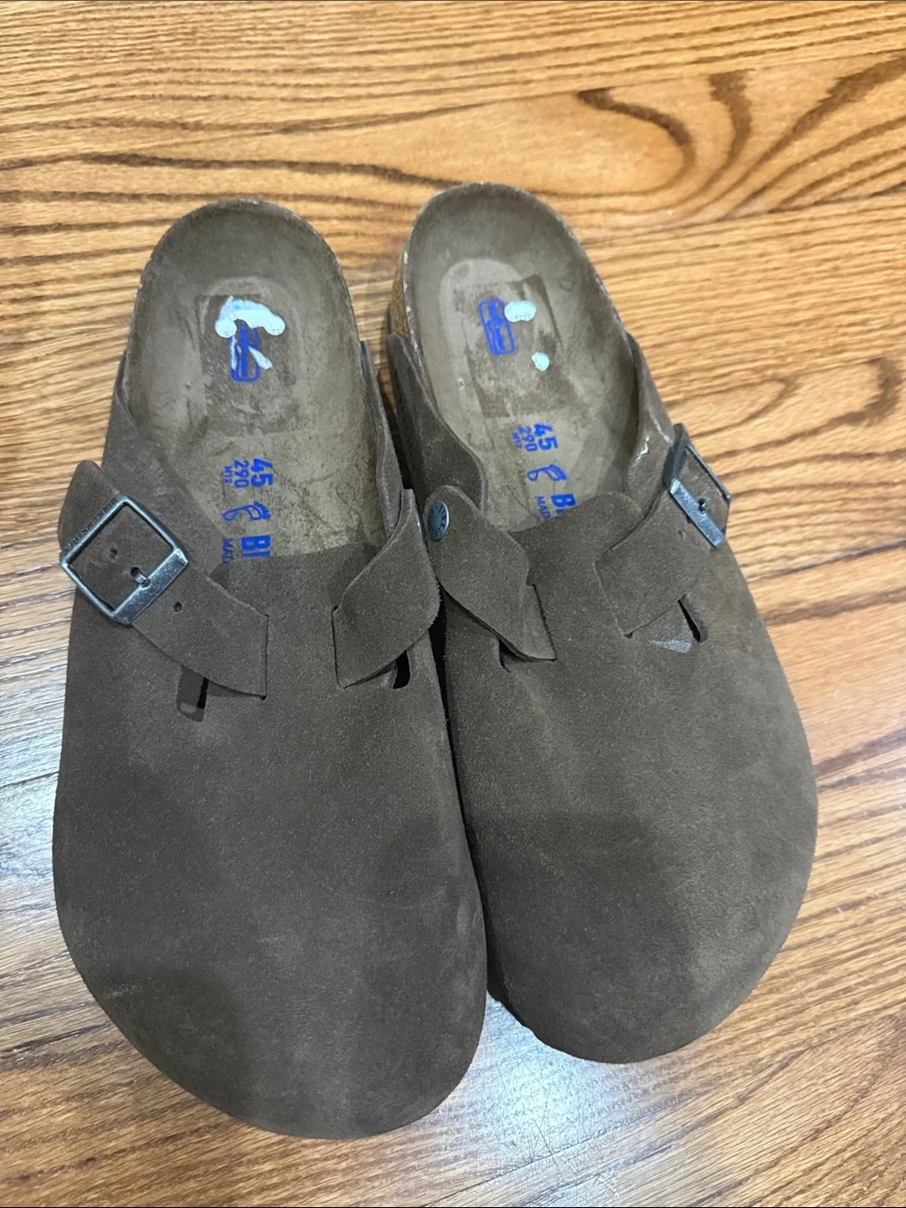 Birkenstock Boston Soft Footbed Suede Leather Clogs Mocha Brown Size EU 45